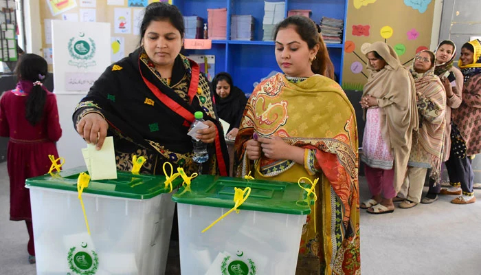 womens casts their vote at a polling station during the countrys parliamentary elections, in Islamabad on February 8, 2024. — Online
