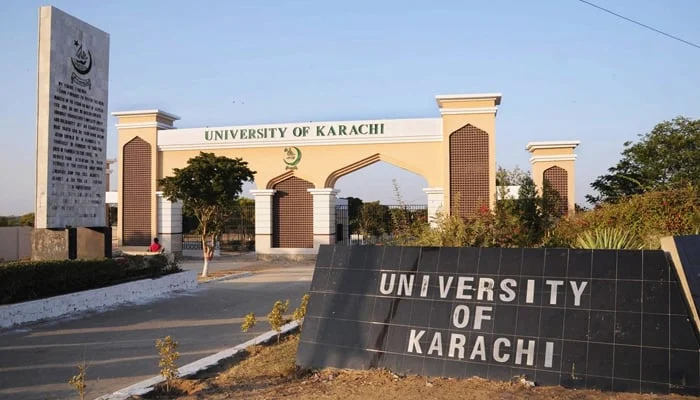 The entrance of the University of Karachi can be seen. — Facebook/Karachi University