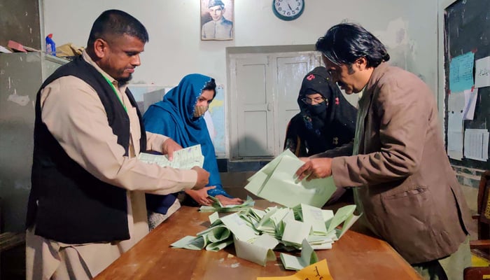 Polling Staff are counting votes after the ballot-casting process at a polling station during the General Election on February 8, 2024. — PPI