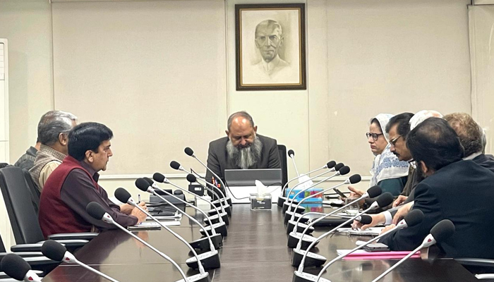 LESCO Chief Executive Officer (CEO) Engineer Shahid Haider chairs a meeting to discuss ways and means to control over-billing here at Lesco Headquarters on February 12, 2024. — X/@Lescoofficial