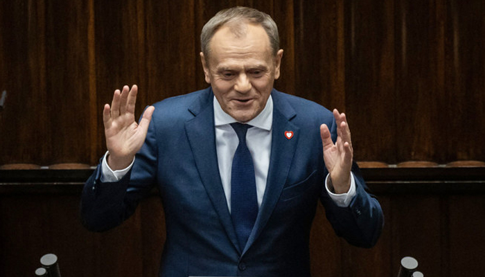 Donald Tusk speaks after he was nominated to be the new prime minister in the Polish Parliament, Warsaw on December 11, 2023. — AFP