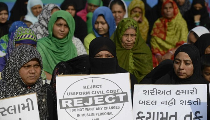 Indian Muslim women at a rally to oppose the Uniform Civil Code in Ahmedabad. — AFP/File