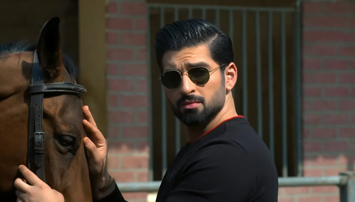 This still taken from a promo video released on February 12, 2024, shows Muneeb Butt during a scene in the mega serial “Shiddat”. — YouTube/Har Pal Geo