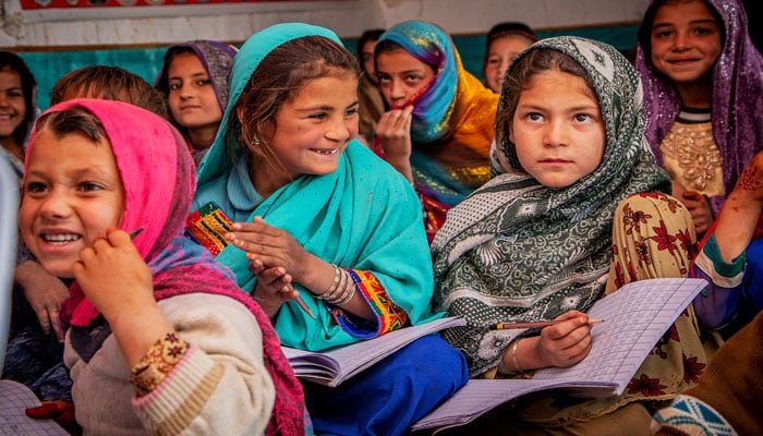 The picture shows young girls studying. — Linkedin/@Rural Support Programmes Network