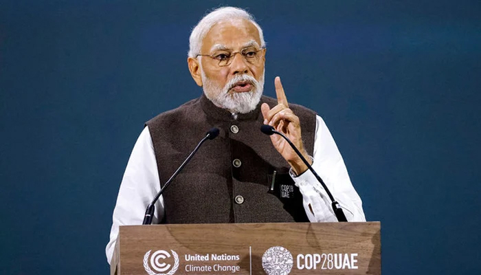 India Prime Minister Narendra Modi speaks during the Transforming Climate Finance session at the United Nations climate summit in Dubai on December 1, 2023. — AFP