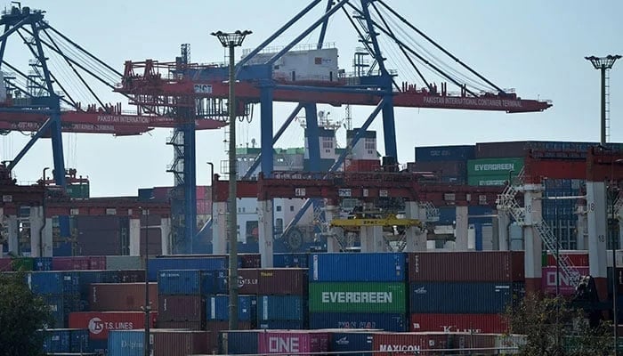 This picture shows a general view of the Karachi sea port. — AFP/File