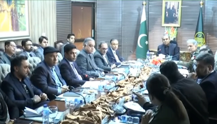 Newly-elected PCB Chairman Mohsin Naqvi presiding a meeting on February 14, 2024. — Facebook/Govt of Punjab