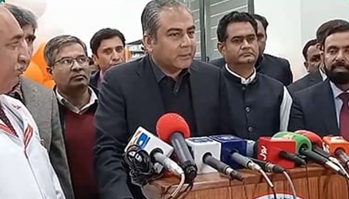 Chief Minister Mohsin Naqvi Talks to journalists during a visit to the hospital on February 14, 2024. — Facebook/Chief Minister Punjabs Updates