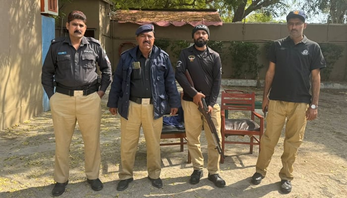 Sindh police personnel stand guard on February 8, 2024. — Facebook/Karachi Police