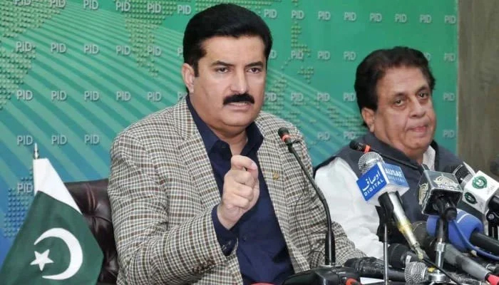 PPP Secretary Information Faisal Karim Kundi can be seen during the press conference. — APP/File