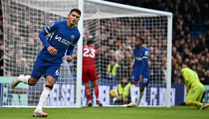 Chelseas Thiago Silva celebrates after scoring second goal during the English Premier League football match against Wolverhampton Wanderers at Stamford Bridge in London on February 4, 2024. — AFP