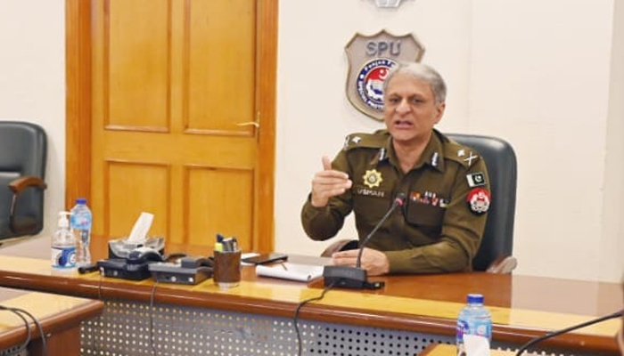 Punjab IG Dr Usman Anwar chairs a meeting on February 14, 2024. — Facebook/Punjab Police Pakistan