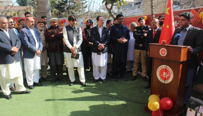 Caretaker Minister for Energy and Planning KP Syed Sarfraz Ali Shah speaks at the occasion of New Chinese Year Celebrations in Peshawar on February 15, 2024. — China Window website