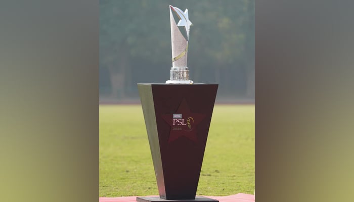 This image shows the Pakistan Super League trophy in Lahore on February 13, 2024. — Facebook/Pakistan Super League