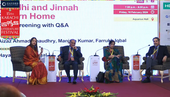 Participant speaks during the 15th Karachi Literature Festival 2024 session on February 16, 2024. — Facebook/Karachi & Islamabad Lit Fests