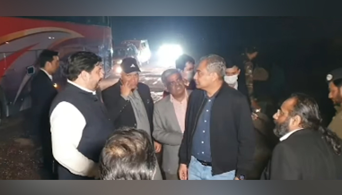 Punjab Caretaker Chief Minister Mohsin Naqvi visits Babu Sabu Toll Plaza on this still on February 17, 2024. — Facebook/Govt of Punjab