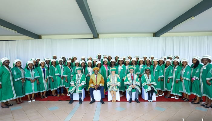 Graduate students from the Aga Khan University along with Princess Zahra Aga Khan stand for a pose during the annual convocation ceremony on February 17, 2024. — Facebook/Aga Khan University
