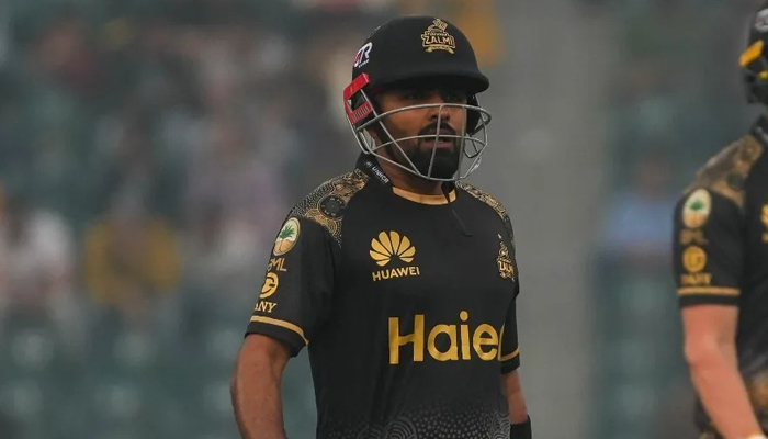 Pakistani cricketer and former Captain Babar Azam can be seen on the ground during the  HBL PSL season 9. — Facebook/Quetta Gladiators