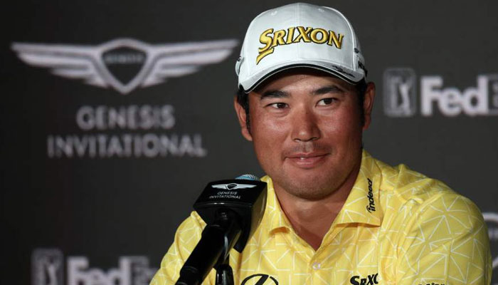 Hideki Matsuyama of Japan speaks to the media during a press conference after his winning round during the final round of The Genesis Invitational at Riviera Country Club on February 18, 2024. — AFP