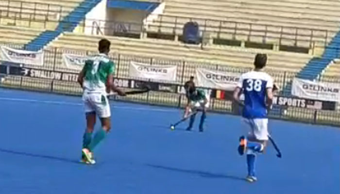 This screengrab was taken from a video of the hockey match between HEC and OHC Bully. — Facebook/Muhammad Yousaf Anjum
