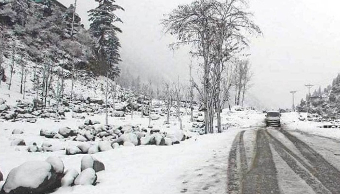 This image shows the view of snowfall in KP. — APP/File
