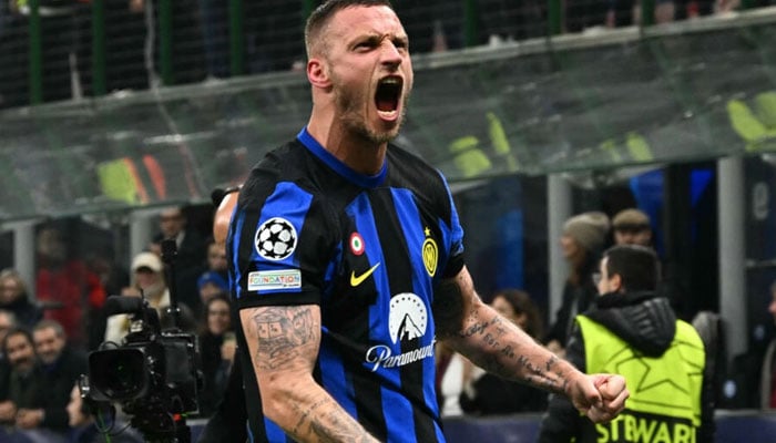 Marko Arnautovic celebrates after netting the winner for Inter Milan over Atletico Madrid. — AFP/File