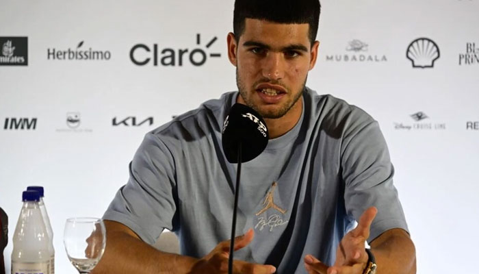 Spanish tennis player Carlos Alcaraz can be seen during media talk. — AFP/File