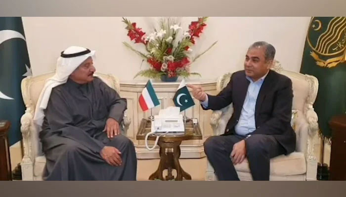This screengrab shows CM Mohsin Naqvi meets with Ambassador of Kuwait Nassar Abdul Rehman Almutain (L) on February 21, 2024. — Facebook/Govt of Punjab
