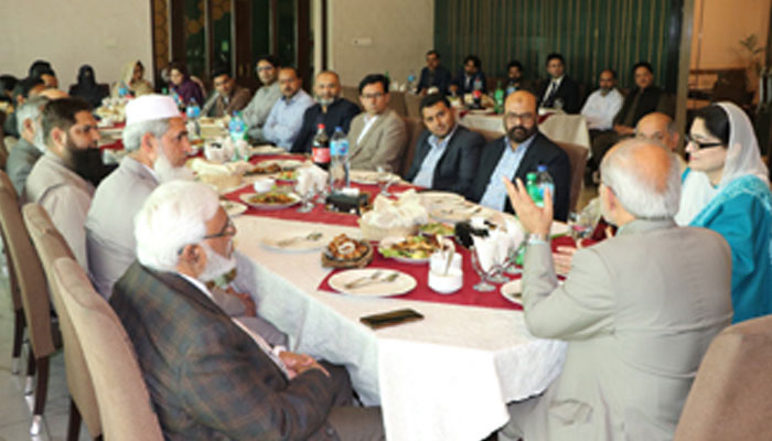 PU VC Prof Dr Khalid Mahmood addresses Punjab University Department of Plant Pathology’s first research advisory board meeting at PU Club. — PU Website