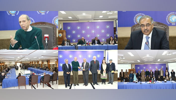 Collage of  a public talk on ‘Stabilising Pakistans Economy’ organized by Centre for Strategic Perspectives (CSP) at the Institute of Strategic Studies Islamabad (ISSI). — ISSI Website
