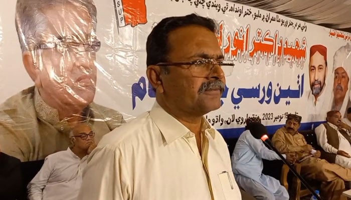 Sindh United Party President Syed Zain Shah addressed this during a meeting on November 21, 2023. — Facebook/Sayed Zain Shah