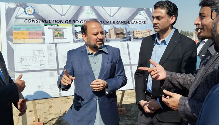 In this photo, Additional IG Special Branch Zulfikar Hameed can be seen laying the foundation stone of the construction work of the Regional Office at LDA Housing Society. on February 23, 2024. — Facebook/Punjab Police Pakistan