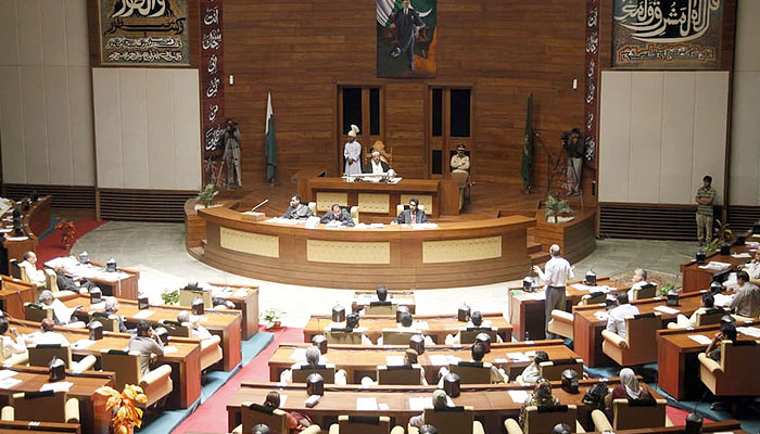 This photo shows the interior view of the Sindh Assembly during a session. — APP/File
