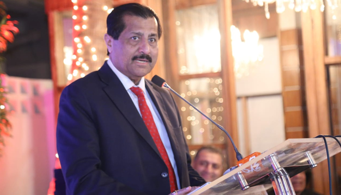PPP MNA-elect Dr Mirza Ikhtiar Baig speaks during an event on February 17, 2024. — Facebook/Dr. Mirza Ikhtiar Baig