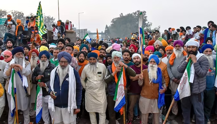 Farmers at the Punjab-Haryana Shambhu border during a protest march in Punjabs Patiala district. — Press Trust India/File