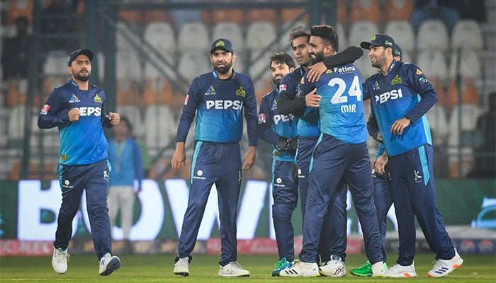 Multan Sultans players celebrate wicket during match against Islamabad United at Pakistan Super League (PSL) 9 on February 20, 2024. — PCB