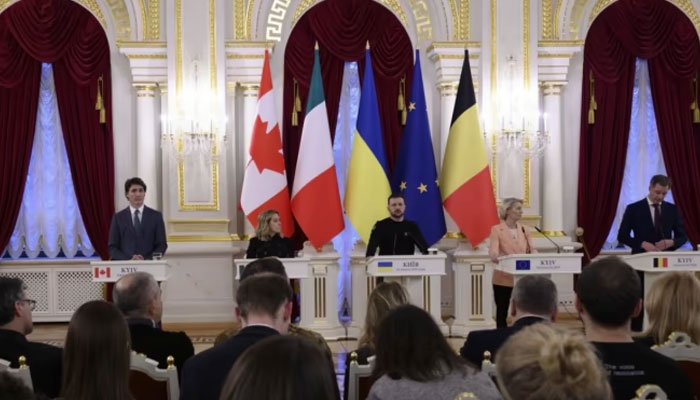 The leaders of Canada and Italy signed security agreements with Ukraine on Saturday. — UKRAINIAN PRESIDENTS OFFICE