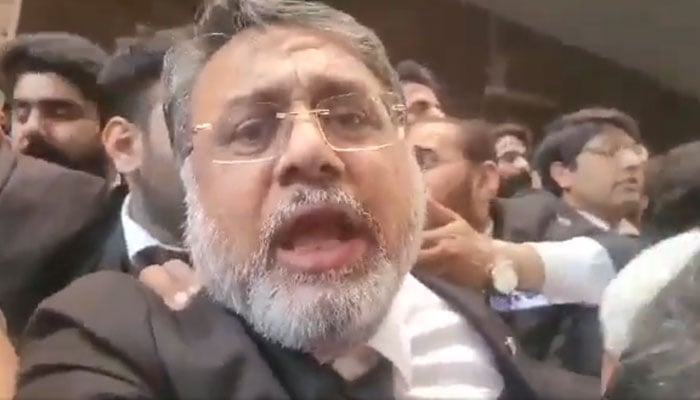 This screenshot shows Asad Manzoor Butt of Hamid Khan Professional Group giving an emotional message. — X/Ali_ZulfiqarPTI