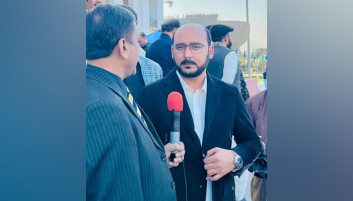 Pakistan Peoples Party (PPP) Parliamentary leader in Punjab Assembly Syed Ali Haider Gilani speaks to media persons on February 25, 2024. —Facebook/Syed Ali Haidar Gilani