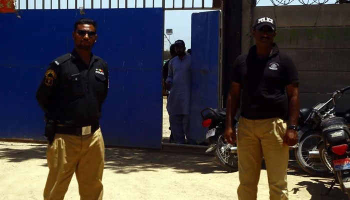 Police officials are standing on high alert in Malir, Karachi on May 10, 2023. — PPI