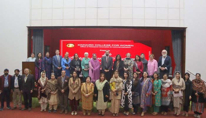 Participants pose for a picture at the 4th International Conference on Social Sciences and Humanities organized by Kinnaird College for Women on February 26, 2024. — Facebook/Punjab Higher Education Commission-PHEC