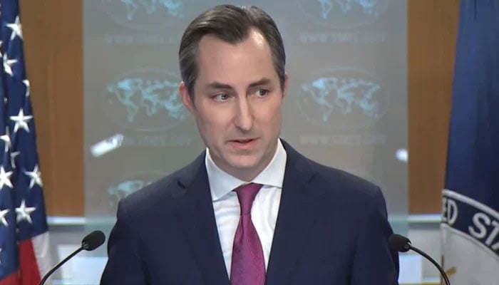 US Department of State Spokesperson Matthew Miller is addressing a press briefing on February 14 in Washington. — US State Department/ YouTube/ Screengrab