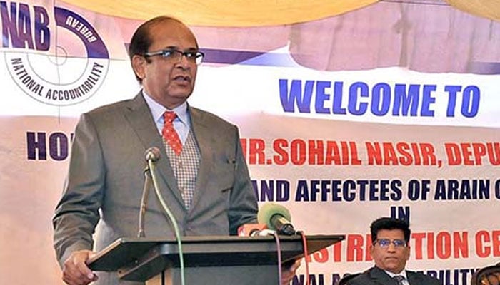 Deputy Chairman NAB Sohail Nasir addresses during a ceremony at NAB Headquarters. — APP/File