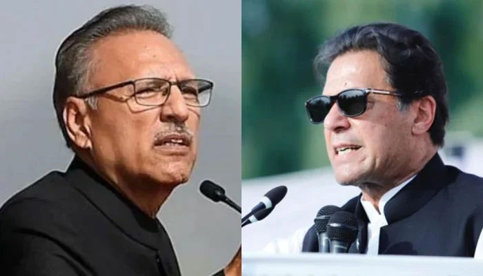 President Arif Alvi (L) and PTI Chairman Imran Khan. — AFP/Files