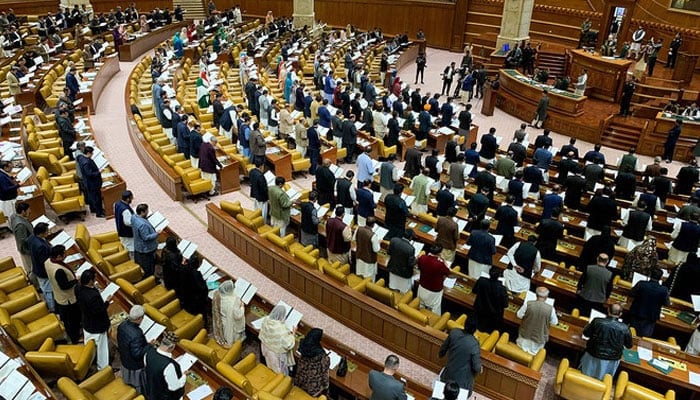 Newly elected members take oath at the provincial legislature of Pakistan’s Punjab Assembly in Lahore on February 23, 2024. — AFP