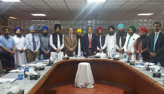 A meeting of newly-elected members of Pakistan Sikh Gurudwara Parbandhak Committee (PSGPC) was held in the federal capital with Chairman Evacuee Trust Property Board (ETPB) Arshad Farid Khan in the chair on Mar 1, 2024. — APP