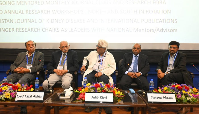 SIUT founder Adib Rizvi (centre) sitting along other attendees of fourth biennial conference on March 1, 2024. — Facebook/SIUT