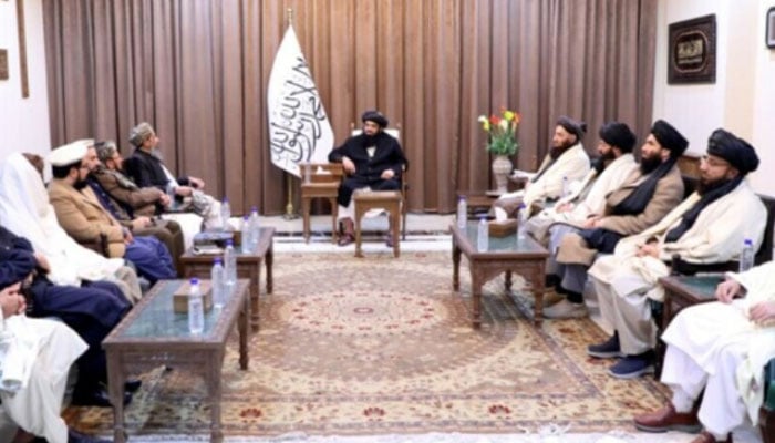Taliban Deputy PM Abdul Kabir meets a Pakistani delegation of religious leaders. — X/@TOLOnews