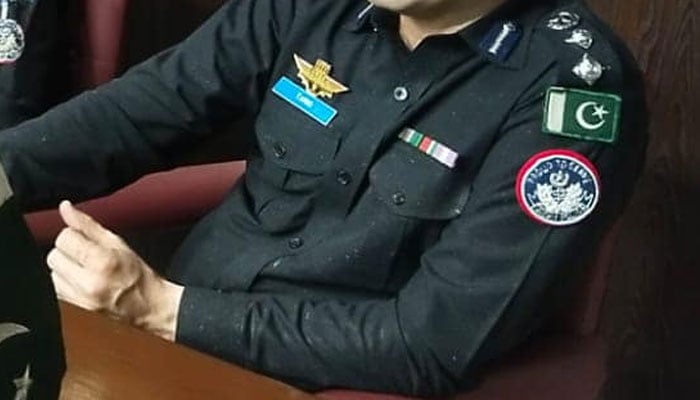 This image shows an officer of the Sindh police speaks to police officials at office of the SSP District Malir image was released on January 25, 2024. — Facebook/Karachi Police - KPO