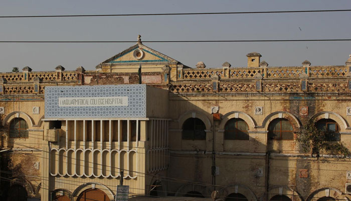 Civil Hospital Hyderabad building front. — Heritage of Sindh Website